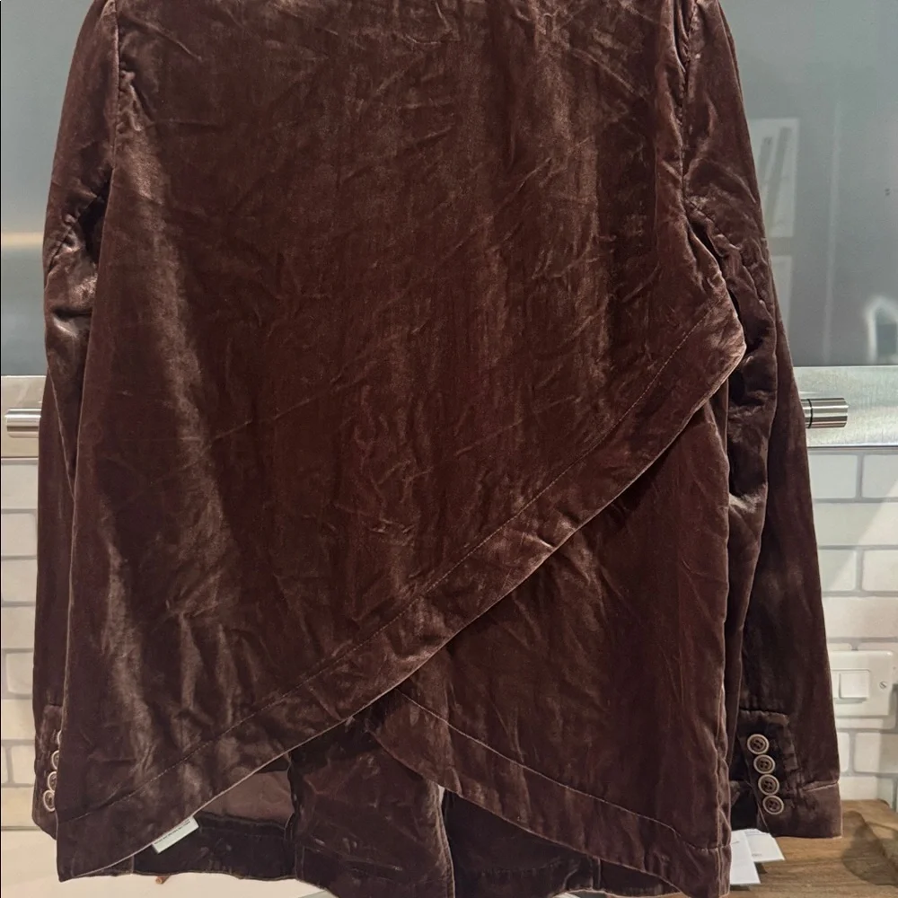 Anthropologie Velvet Open Front Blazer in Chocolate Brown size s - Picture 5 of 7